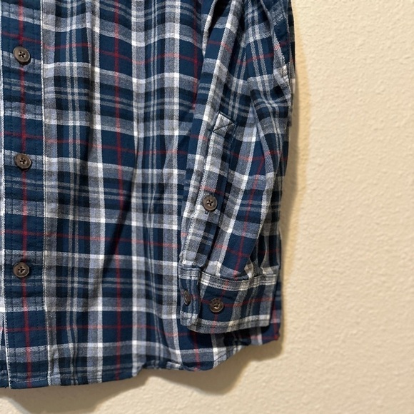Duluth Trading Co Plaid Blue Red White Button Down Long Sleeve Shirt Size XL - Picture 5 of 7